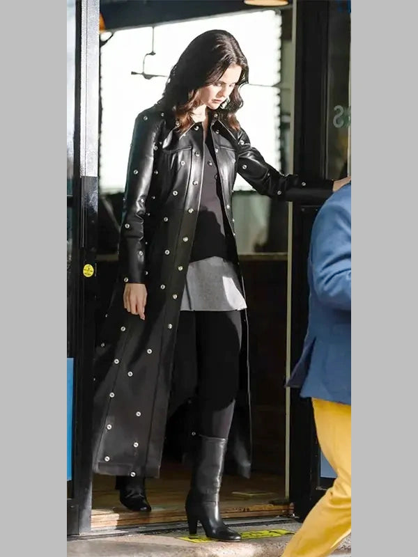 Selena Gomez Only Murders in The Building Leather Studded Coat