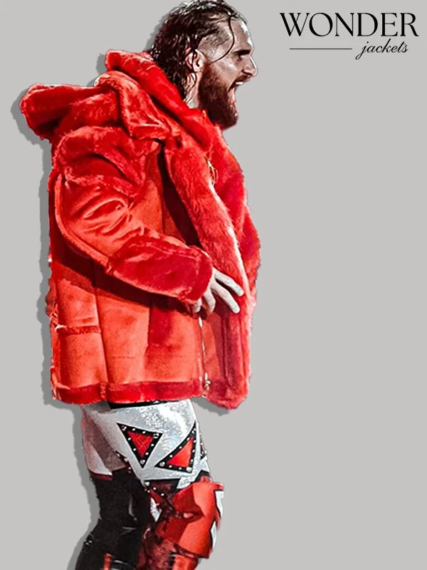 Seth Rollins Faux Fur Jacket Red