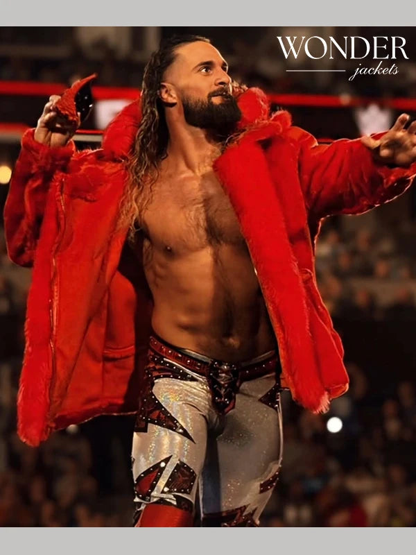 Seth Rollins Faux Fur Red Jacket