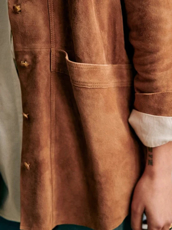 Sezane Brown Suede Leather Jacket