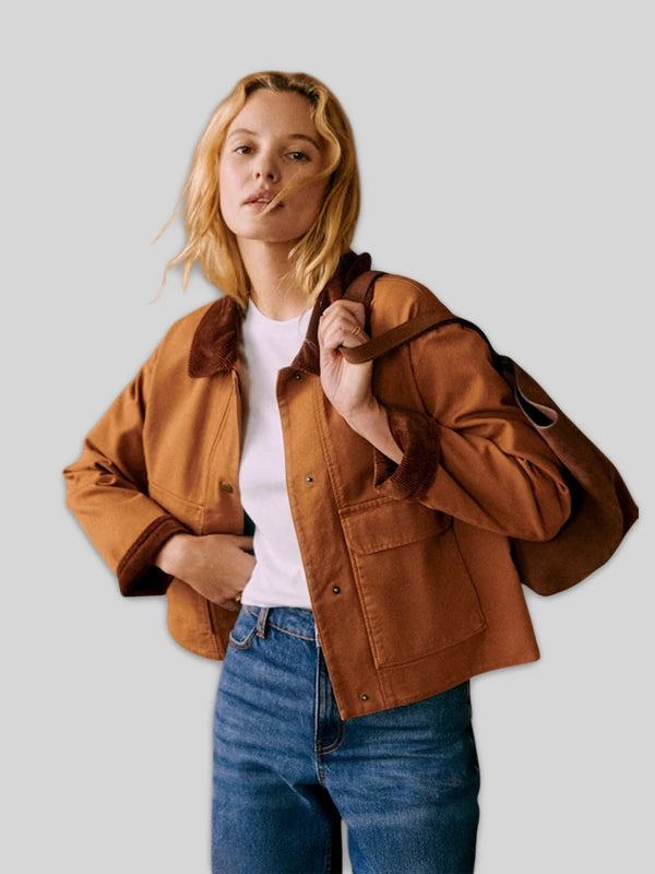 Sezane Marion Cropped Brown Jacket