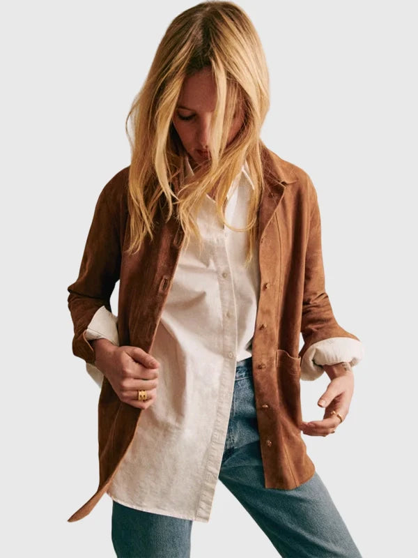 Sezane Suede Leather Jacket