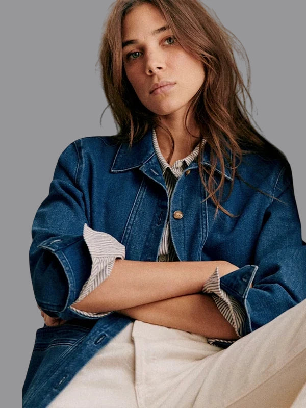 Sezane Will Denim Jacket Blue