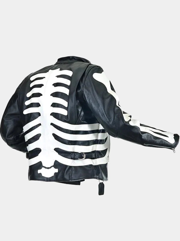 Skeleton Bones Leather Motorcycle Jacket