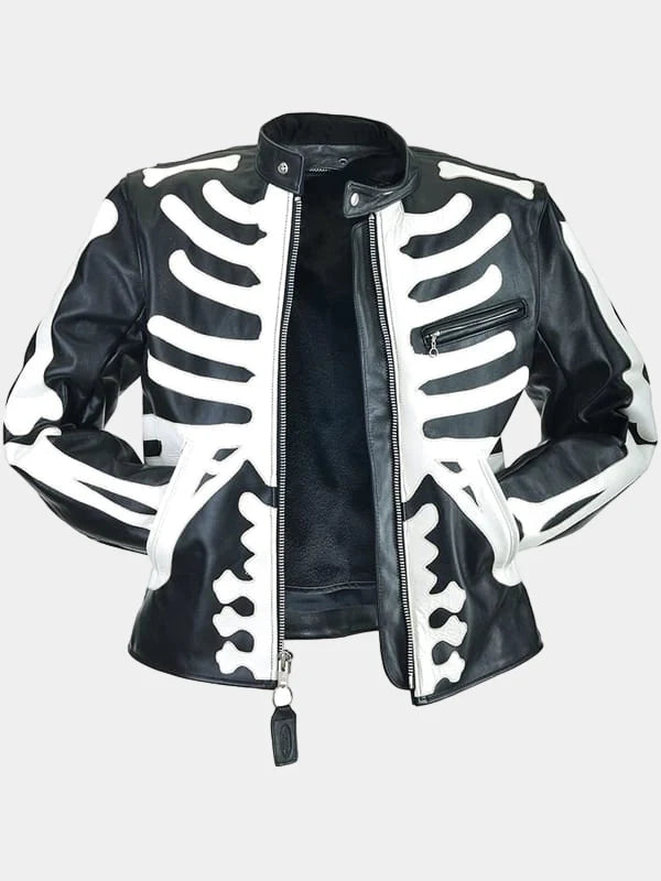 Skeleton Bones Motorcycle Leather Jacket