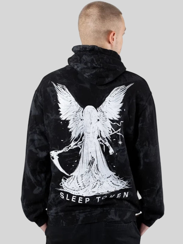 Sleep Token Reaper Angel Tie Dye Black Hoodie