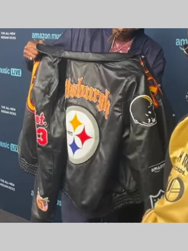 Snoop Dogg Pittsburgh Steelers Jeff Hamilton Black Leather Jacket