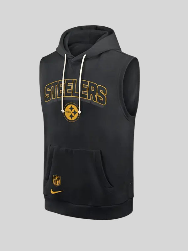 Steelers Black Sideline Sleeveless Hoodie