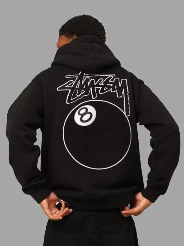 Stussy 8 BALL Chenille Hoodie Black