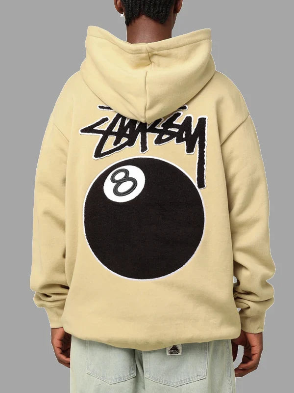 Stussy 8 BALL Chenille Hoodie Khaki