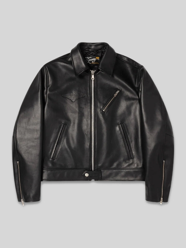Stussy Biker Leather Jacket Black