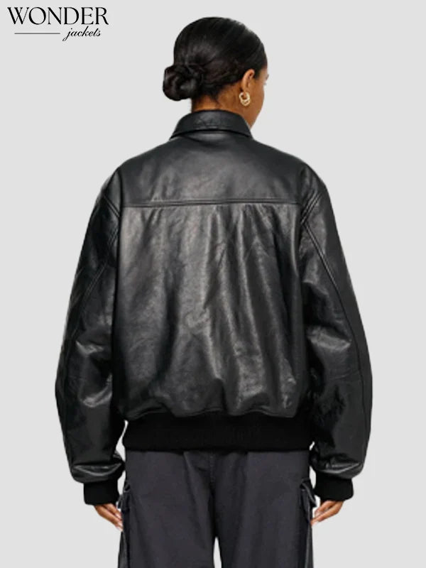 Stussy Black Flight Leather Jacket