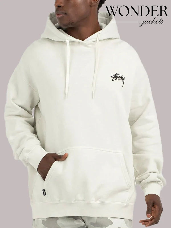 Stussy Fuzzy Dice Fleece Hoodie White