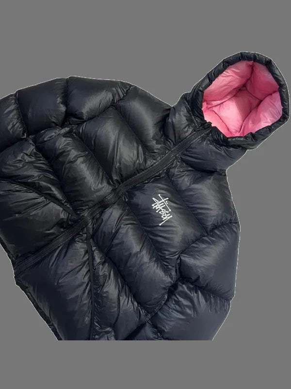 Stussy Puffer Jacket Pink Black