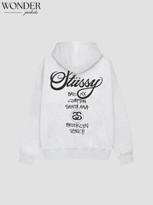 Stussy World Tour Hoodie White