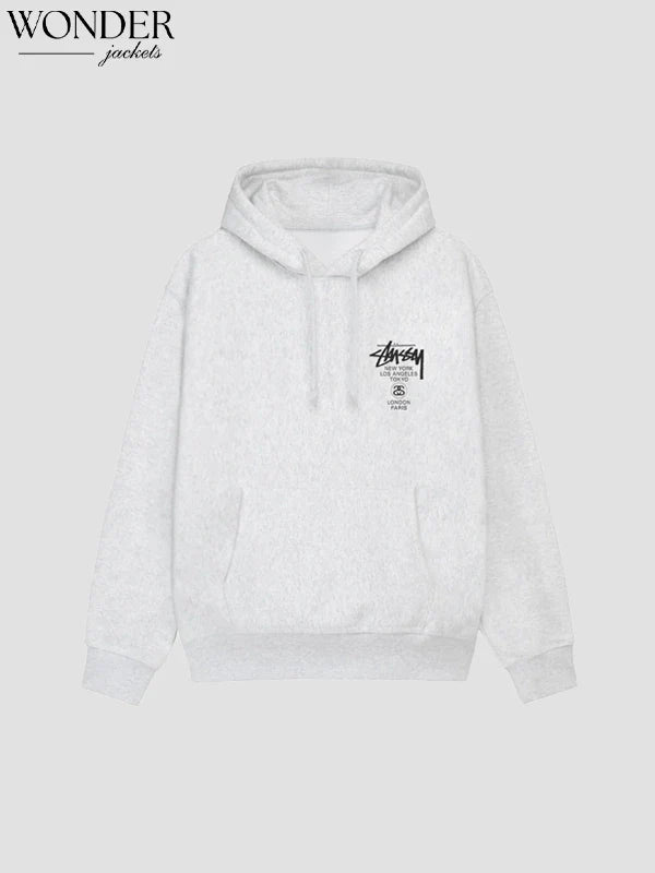 Stussy World Tour White Pullover Hoodie