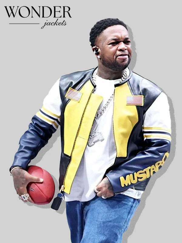 Super Bowl LIX Mustard Vanson Star Leather Jacket