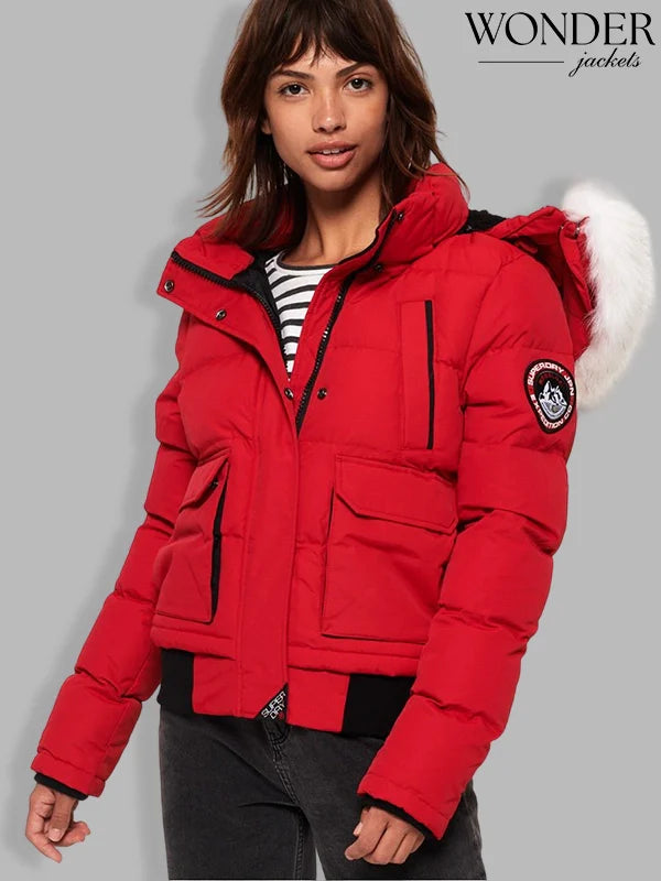 Superdry Everest Ella Bomber Jacket Red