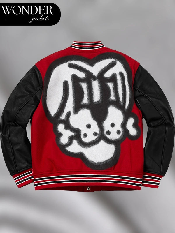 Supreme Bone Red Varsity Jacket