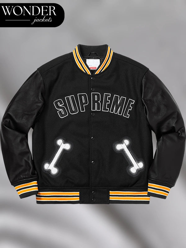 Supreme Bone Varsity Jacket Black 