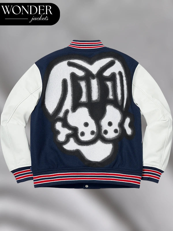 Supreme Bone Varsity Jacket Navy Blue