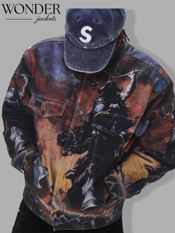 Supreme Frazetta Faux Shearling Lined Trucker Jacket