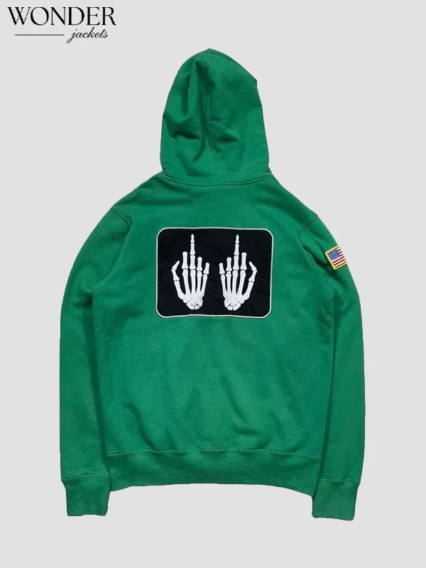 Supreme Hysteric Glamour Fuck Hand Skeleton Hoodie Green