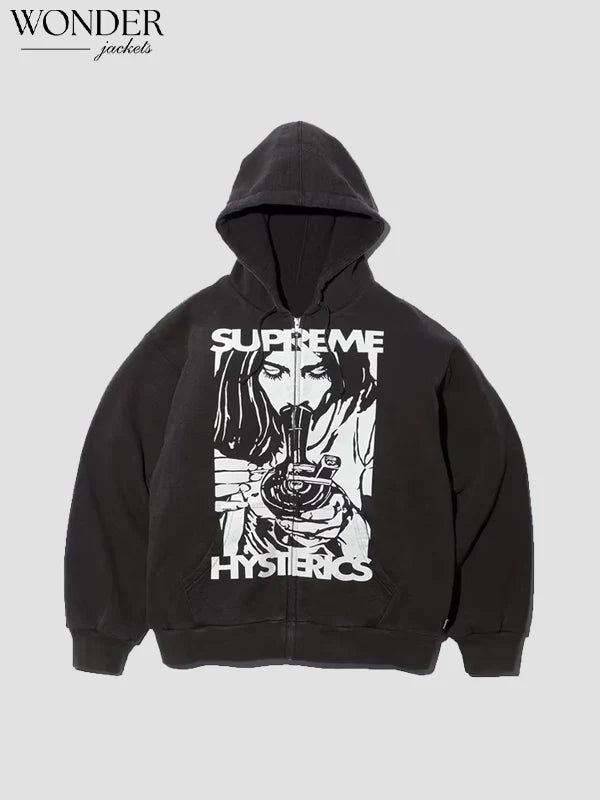 Supreme Hysteric Glamour Thermal Lined Zip Up Hooded Sweatshirt