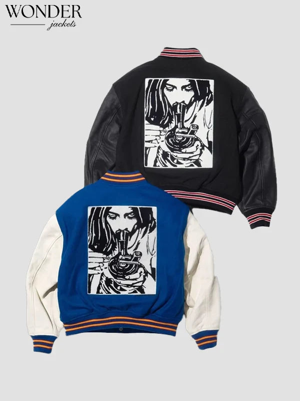 Supreme Hysteric Glamour Varsity Blue And Black Jacket