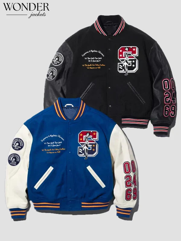 Supreme Hysteric Glamour Varsity black and Blue Jacket