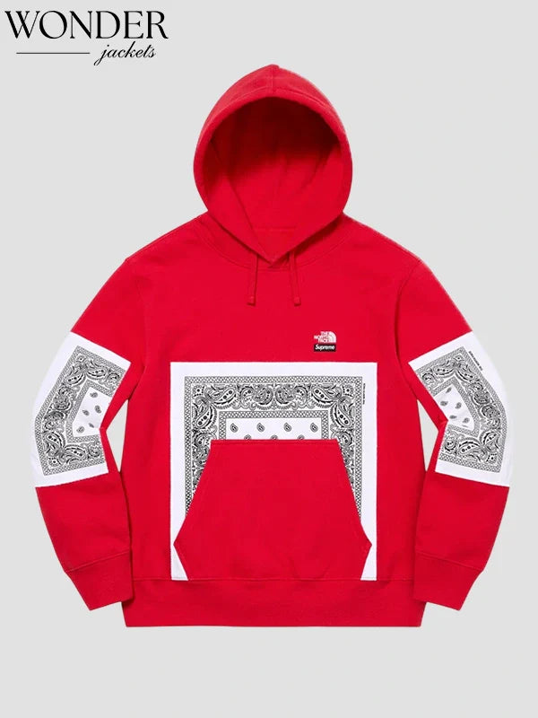 Supreme The North Face Bandana Hooded Sweatshirt Red
