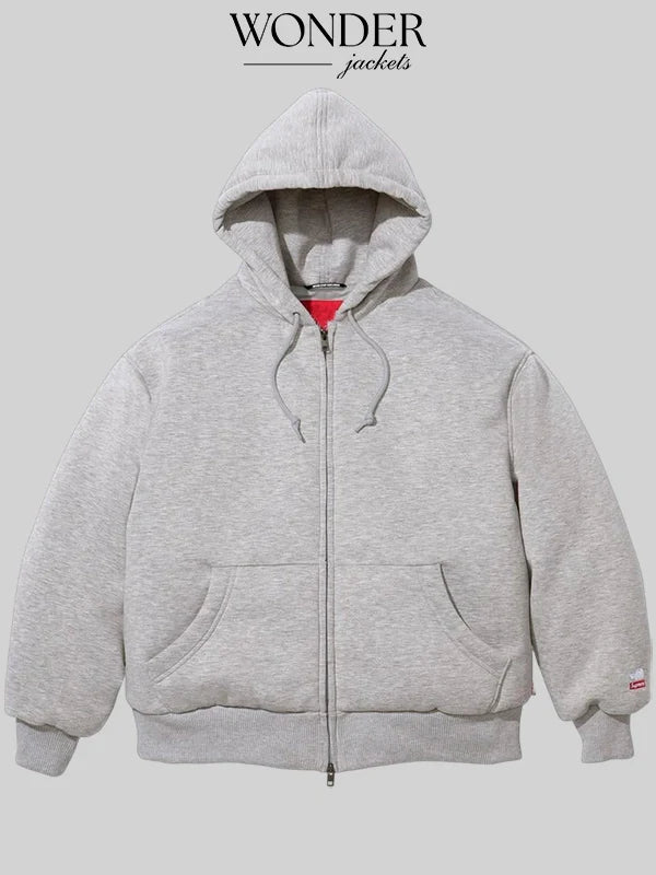 Supreme X The North Face Down Filled Zip Up Hooded Sweatshirt Grey