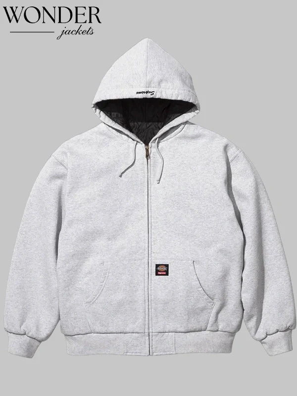 Supreme x Dickies Grey Hoodie Quilted Lined Sweatshirt