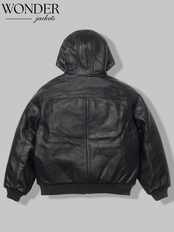 Supreme x Dickies Hooded Black Leather Work Jacket