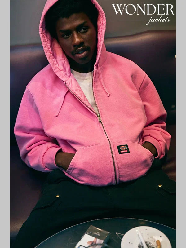 Supreme x Dickies Quilted Lined Pink Zip-Up Hooded Sweatshirt