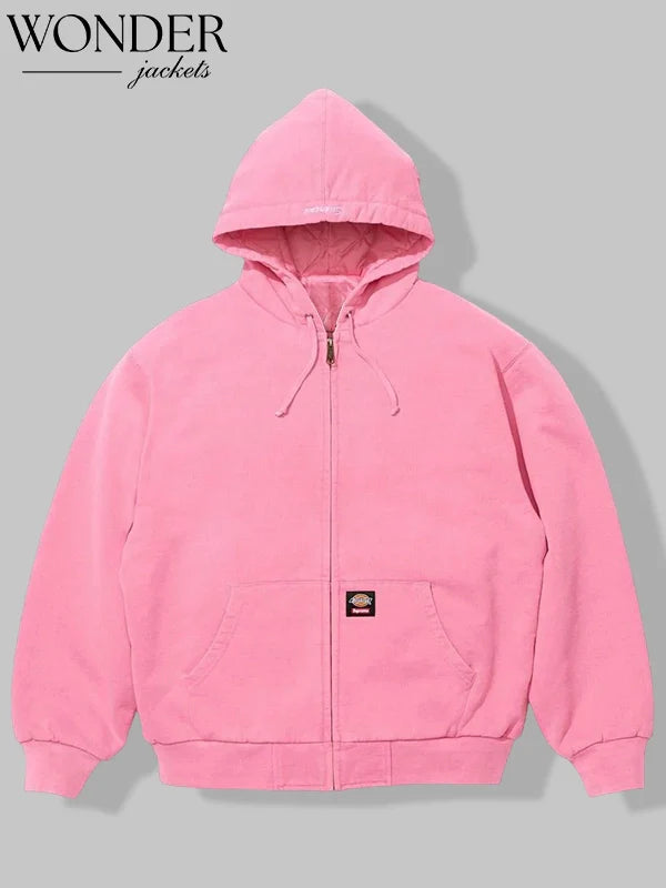 Supreme x Dickies Quilted Lined Zip-Up Hooded Sweatshirt Pink