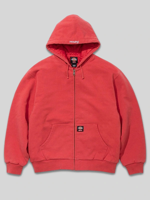 Supreme x Dickies Quilted Lined Zip-Up Hooded Sweatshirt Red