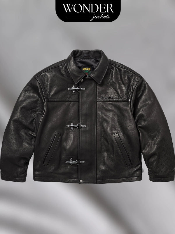 Supreme Schott Leather Clip Jacket Black