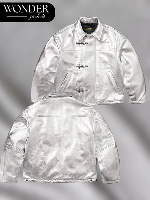 Supreme Schott NYC Leather Jacket Silver
