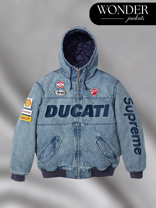 Supreme x Ducati Hooded Racing Blue Jacket
