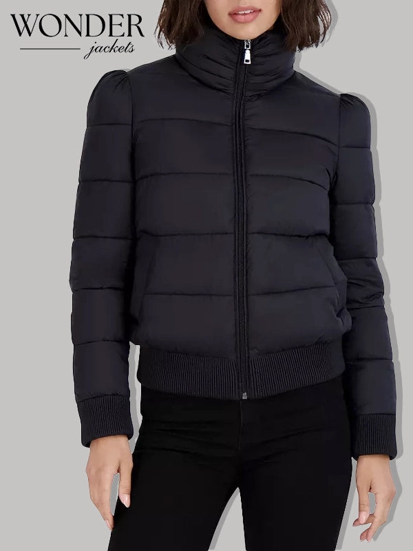 Tahari Cole Quilted Puffer Jacket Black