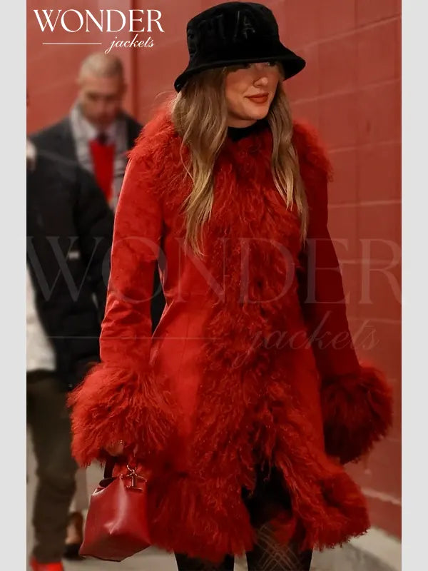 Taylor Swift Faux Fur Coat Red