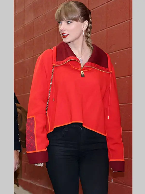 Taylor Swift Louis Vuitton Cashmere Zip-Up Red Sweatshirt