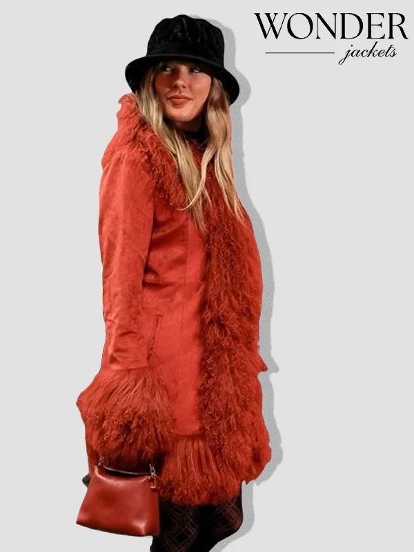 Taylor Swift Red Faux Fur Coat