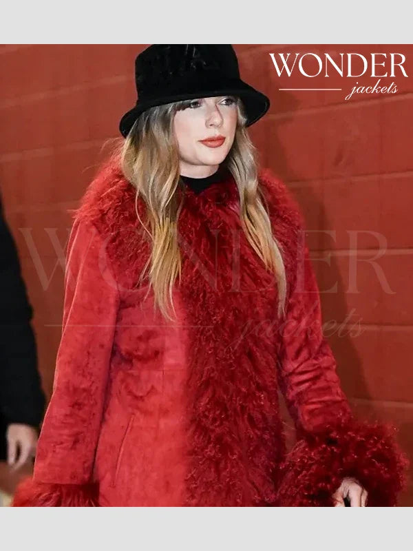 Taylor Swift Red Fur Coat