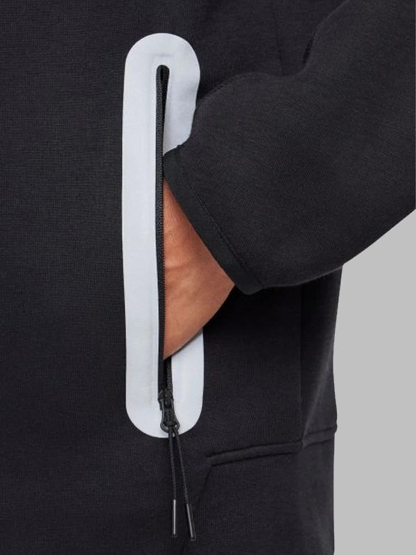 Tech Windrunner Reflective Details Full-zip Black Fleece Jacket