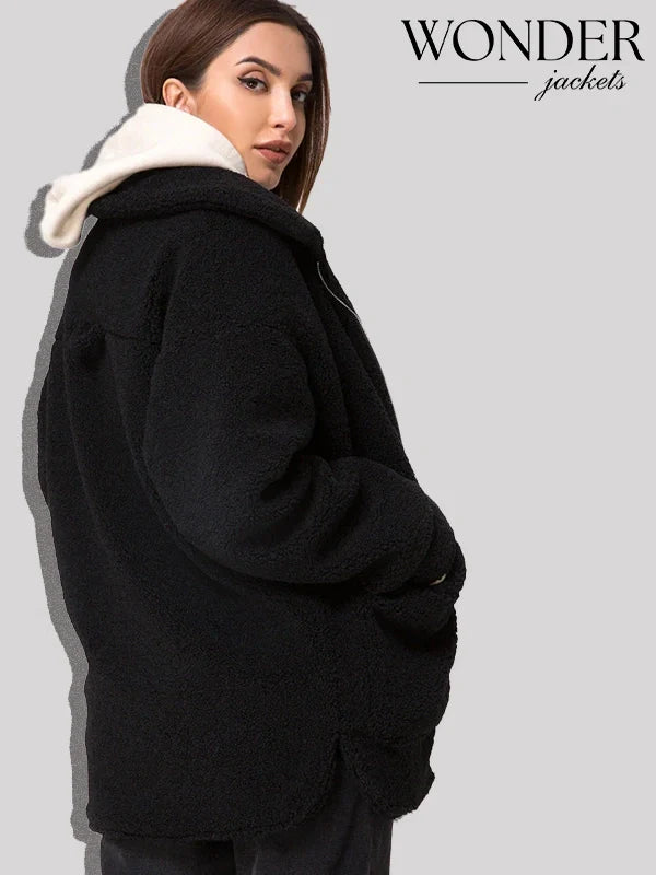 Teddy Bear Wool Black Coat