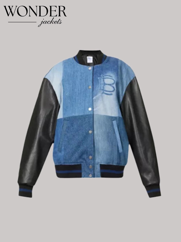 The Flip Off S01 2025 Christina Hall Denim Patch work Bomber Jacket