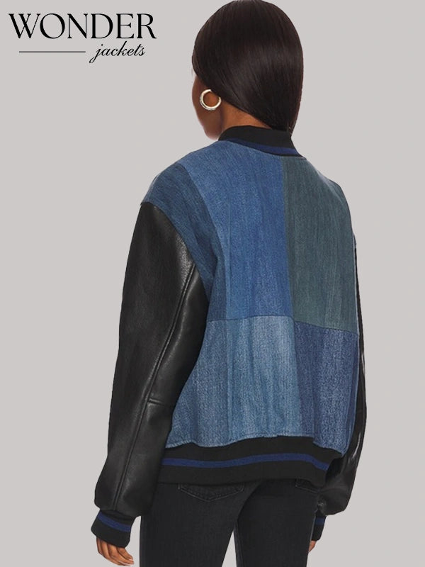 The Flip Off S01 Christina Hall Denim Patch work Bomber Jacket