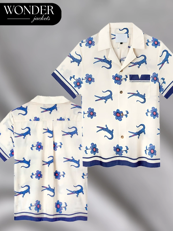 The White Lotus S3 Sam Nivola Crocodile Floral Print Shirt